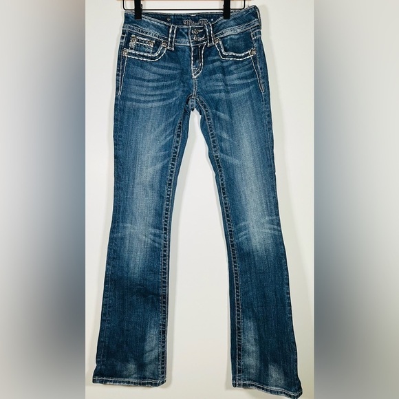Miss Me bootcut JP4656-6 jeans stretch sequins sz 26 retro Y2K low rise - Picture 1 of 11